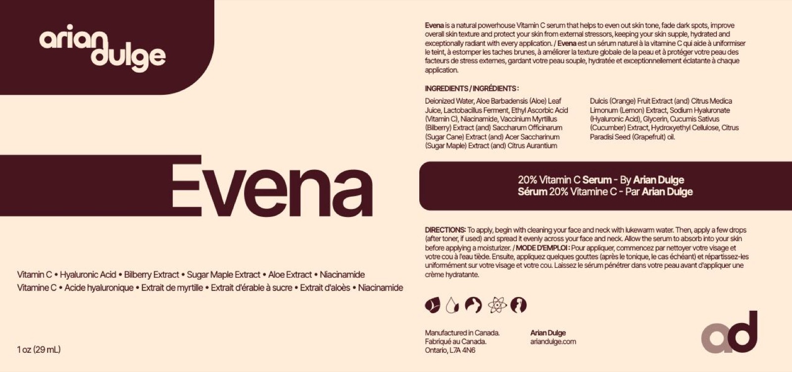 Delica, Evena & Renova — Arian Dulge packaging